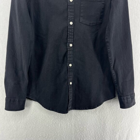 Asos Design Button Down Shirt Mens XS Black Denim Long Sleeve Classic Fit Casual - Picture 7 of 12